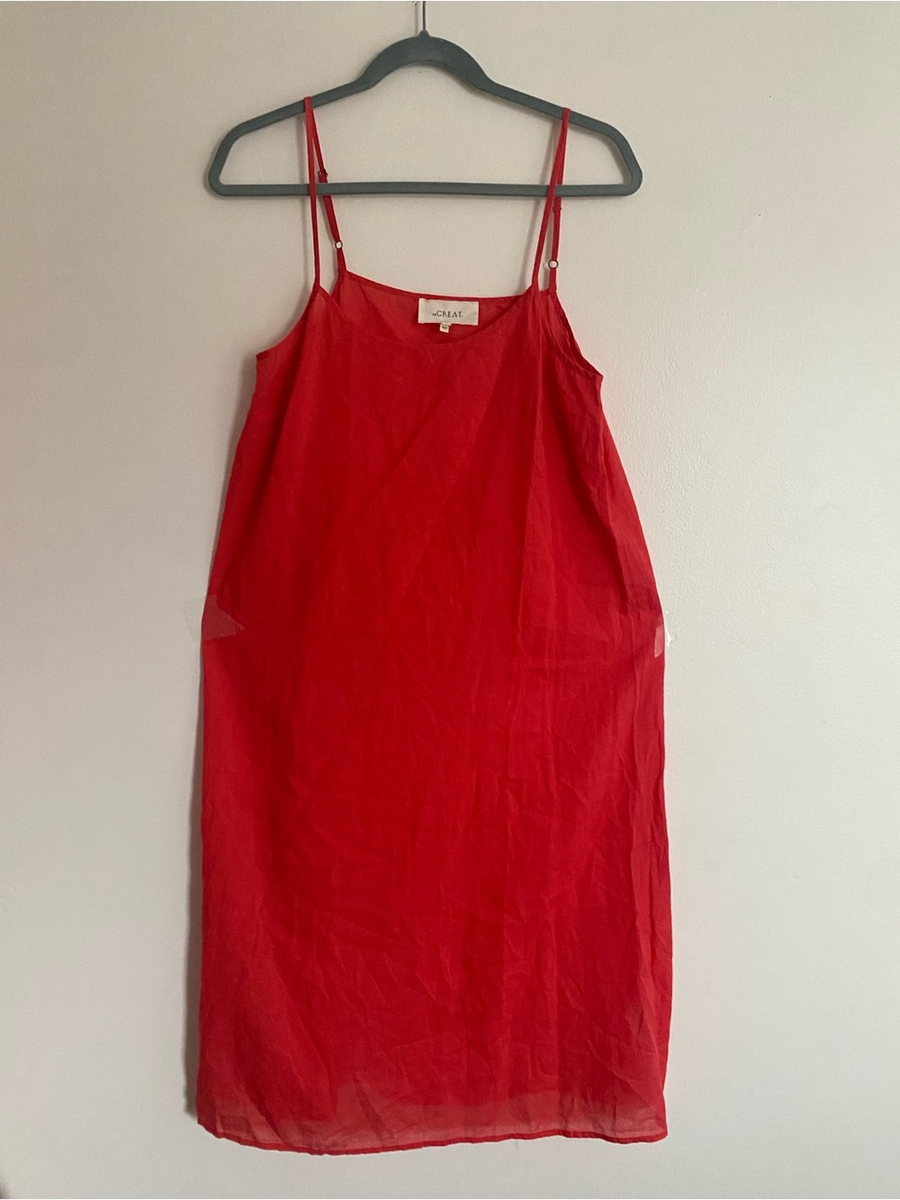 THE GREAT. Red Slip Top with Thin Straps